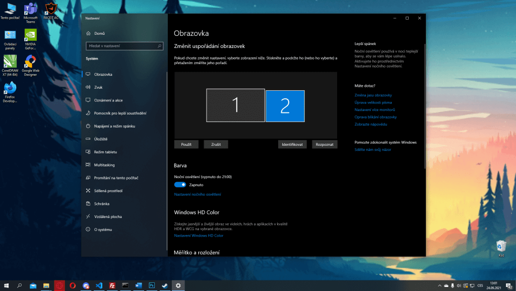 Nastavitve zaslona sistema Windows
